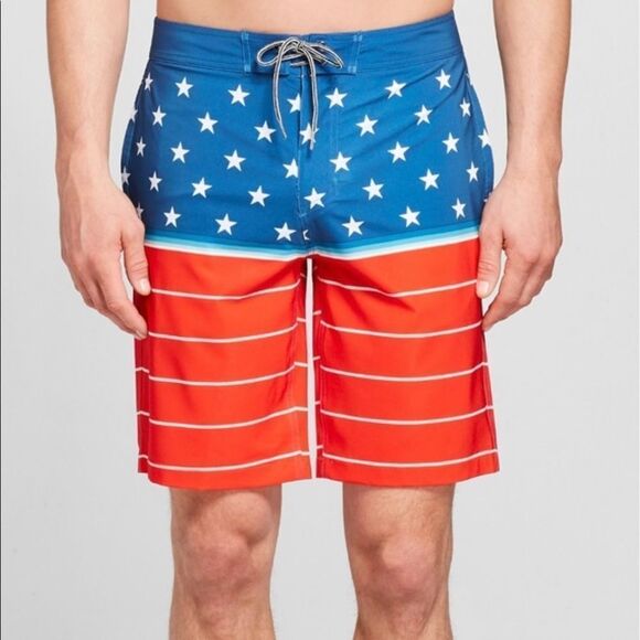 10” Red Spark Biscayne American Flag Board Shorts great condition - Picture 1 of 5